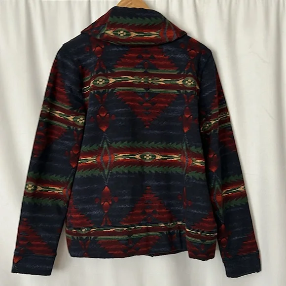 Lauren Ralph Lauren Dark Blue Aztec Print Long Sleeve Jacket Coat **Size L**🌺🌺 - Picture 2 of 4